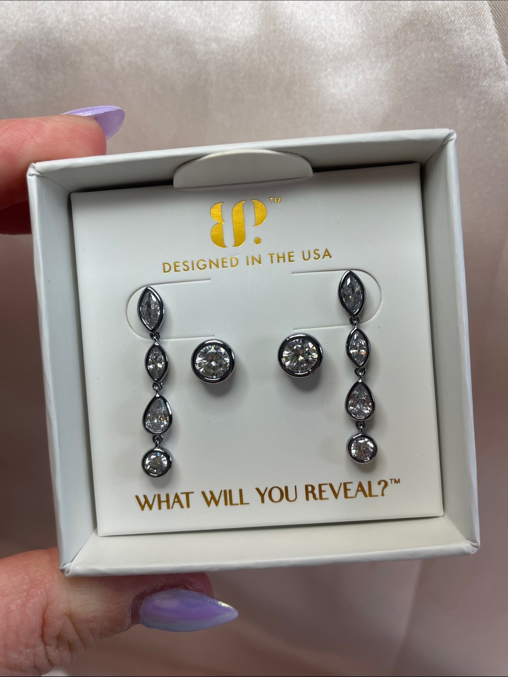 Bomb Party "The Briar Earrings" ER97844 Diamond CZ on Hematite $130 MSRP